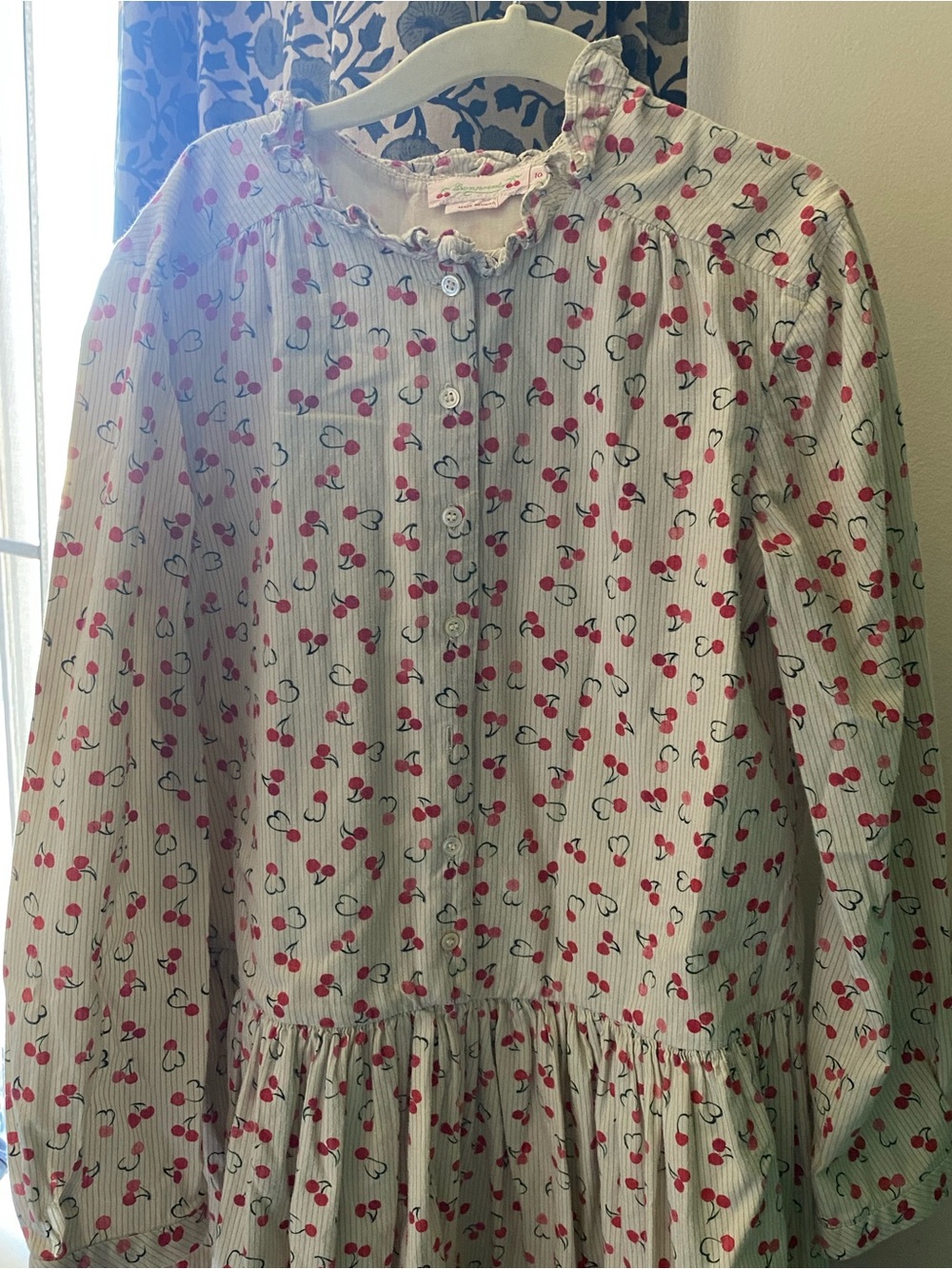 Bonpoint Girls Cherry Print Cotton Dress Size 10A